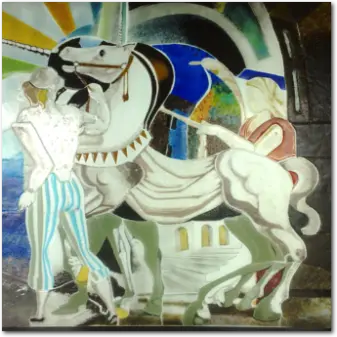 vetrata artistica in vetrofusione raffigurante un unicorno