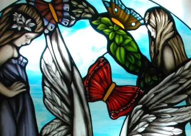 vetrata d'arte per cappella cimiteriale